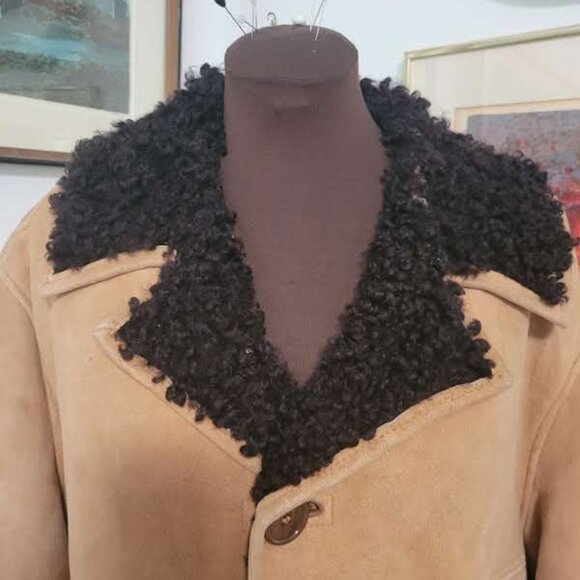 Vintage 70's Men's Sheepskin Coat Made in Scotland Size L - Picture 5 of 10